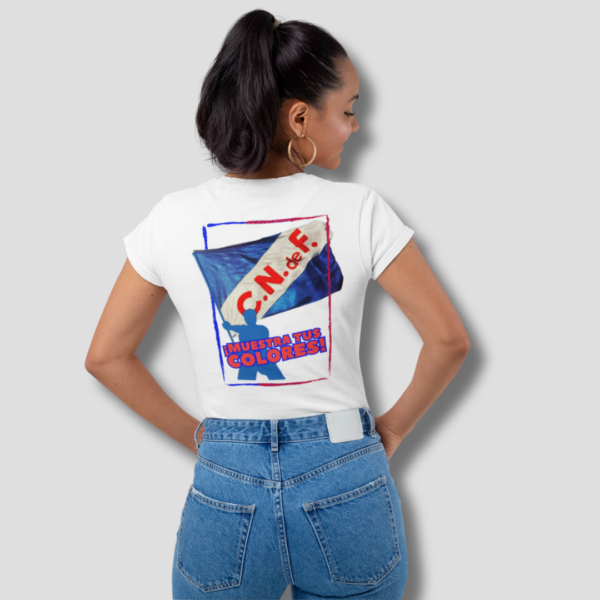 Remera C.N. de F. (adelante) Bandera C.N. de F. y frase Muestra Tus Colores (espalda)